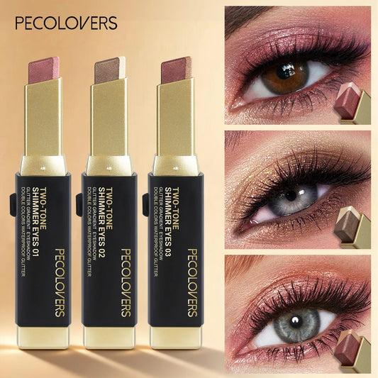 Barra de sombra de ojos de doble color, color de ojos mezclable para maquillaje diario, marrón y rosa, producto cosmético para maquillaje de ojos, 1 ud.