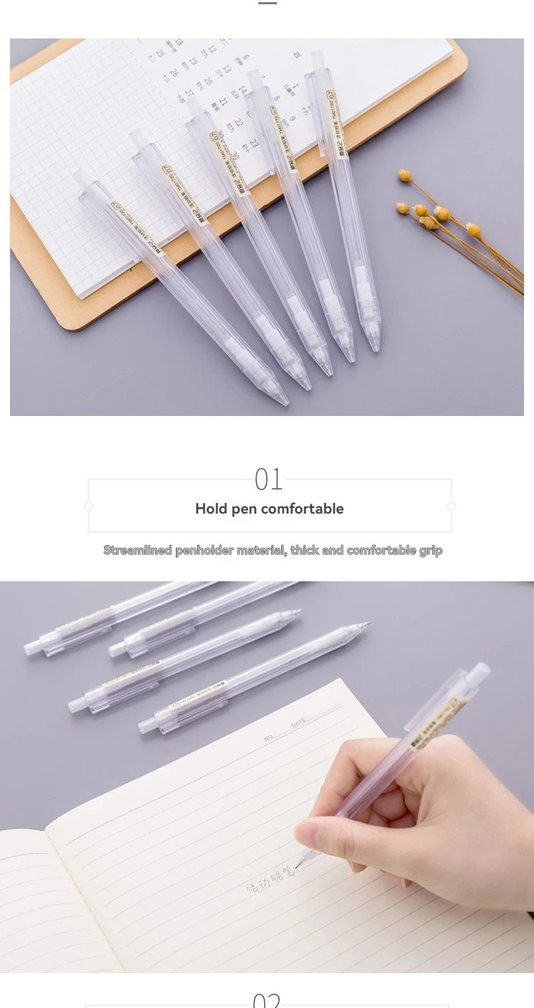 5 unids/set portaminas blanco Simple bolígrafo automático 0,5/0,7mm para estudiantes útiles escolares accesorios de oficina papelería