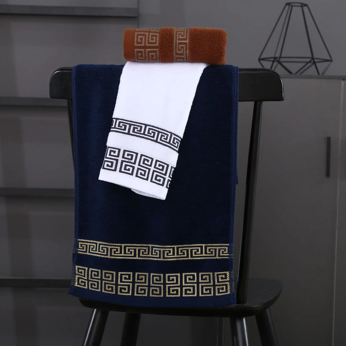 Juego de toallas de algodón con letras bordadas S - 1/2/3 piezas, toallas de mano suaves y absorbentes de jacquard para lavar la cara y las manos, para baño, gimnasio, spa