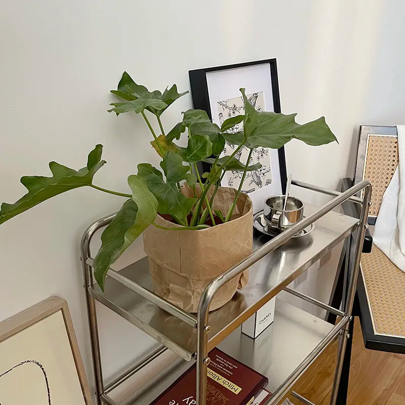 Estante Metálico MOMO, Moderno, Multiusos, de Piso a Techo, con Ruedas, Móvil, Mesa Lateral