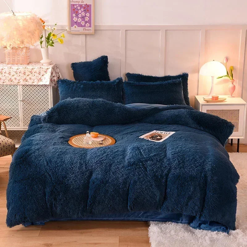 Juego de funda nórdica de felpa de lujo de 3/4 piezas: ropa de cama acogedora y suave, perfecta para el confort del dormitorio, ideal para habitaciones de invitados y dormitorio Aesth
