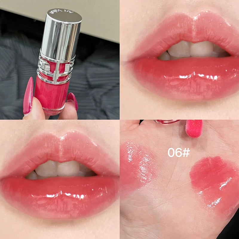 Brillo Labial Efecto Espejo, Resistente al Agua y de Larga Duración, No se Pega a la Taza, Textura Sedosa, Efecto de Maquillaje Natural