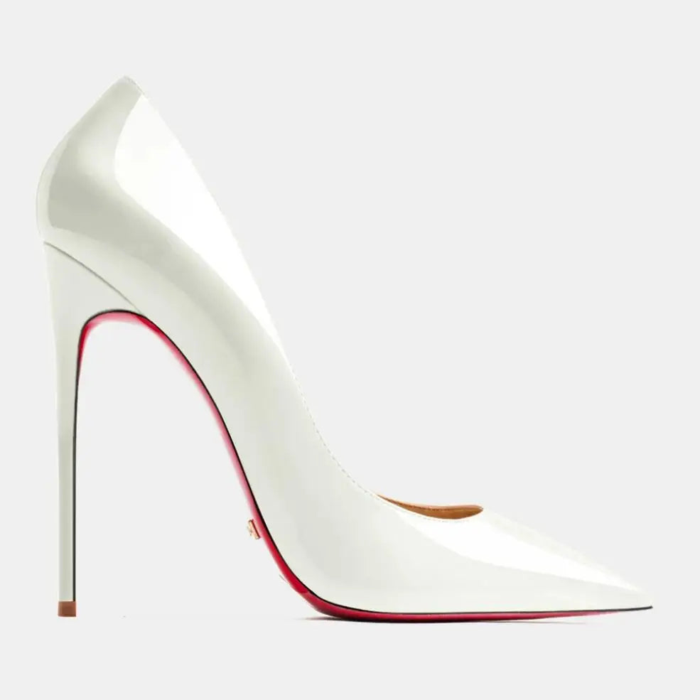 Sandalias de mujer 2026, nuevas, de tacón alto de 12 cm, estilo francés, puntiagudas, tacón delgado, sexys, negras, de boca poco profunda, zapatos individuales con suela roja para mujer.