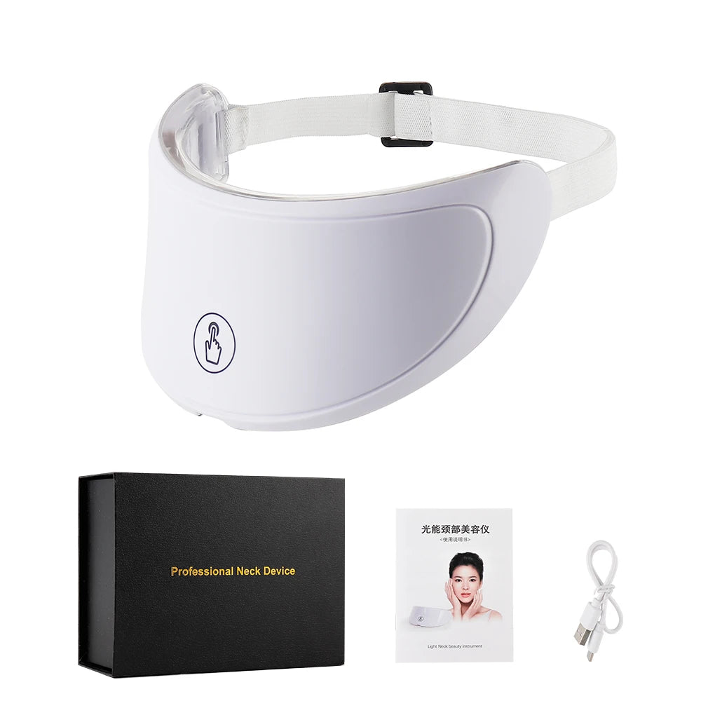 Máscara LED para el cuello, 7 colores, fotones, antiarrugas, brillo de la piel, máscara de belleza para el cuello, estiramiento de la piel, eliminador de arrugas del cuello, cuidado de la piel