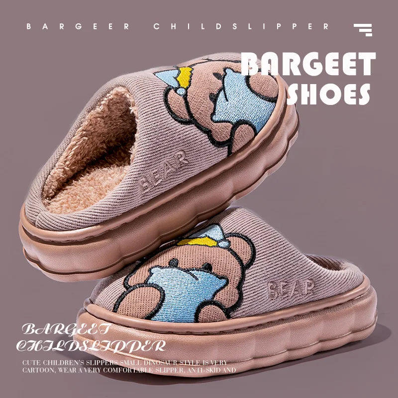Otoño Invierno niños zapatillas de algodón niños pequeños interior antideslizante cálido Zapatilla de casa niños niñas bebé lindo zapatos de felpa de dibujos animados