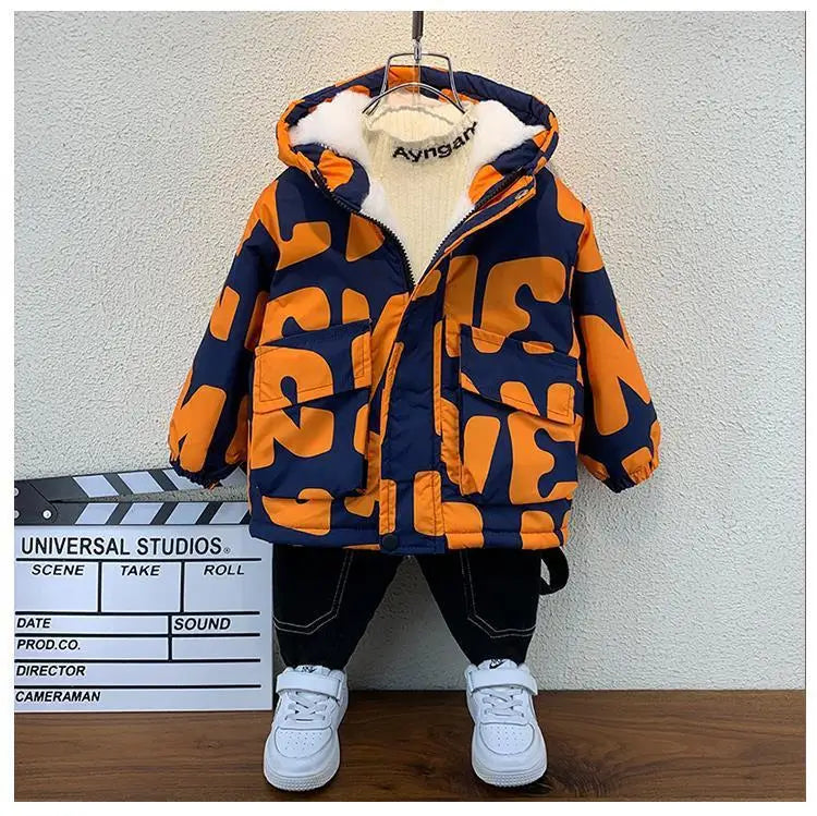 Abrigo para niños, chaqueta, prendas de vestir, Tops de algodón, moda 2023, grueso, además de terciopelo, abrigo de talla grande para invierno y otoño, ropa para niños