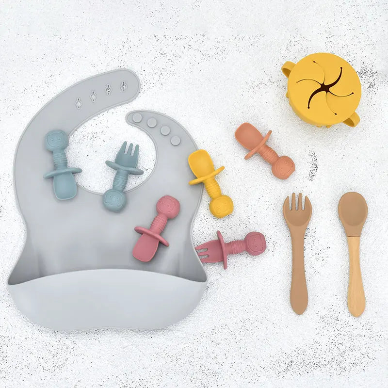 4 unids/set plato de comedor de silicona seguro para bebé, platos sólidos de dibujos animados para niños, juego de vajilla para bebé con cara sonriente, plato Retro para niños