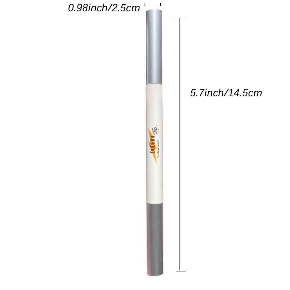 Lápiz de cejas de doble punta de cabeza fina: resistente al agua, duradero, rotación automática, punta de pincel, contorno, natural, certificado, unisex