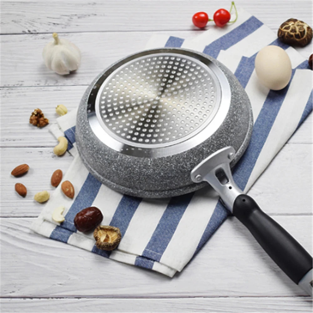Sartén antiadherente de piedra duradera, sartén Wok, Caldero, Cocina de Inducción, sartenes, panqueques, huevo, estufa de Gas, hogar, 28 cm, 26 cm, 24 cm, 20cm