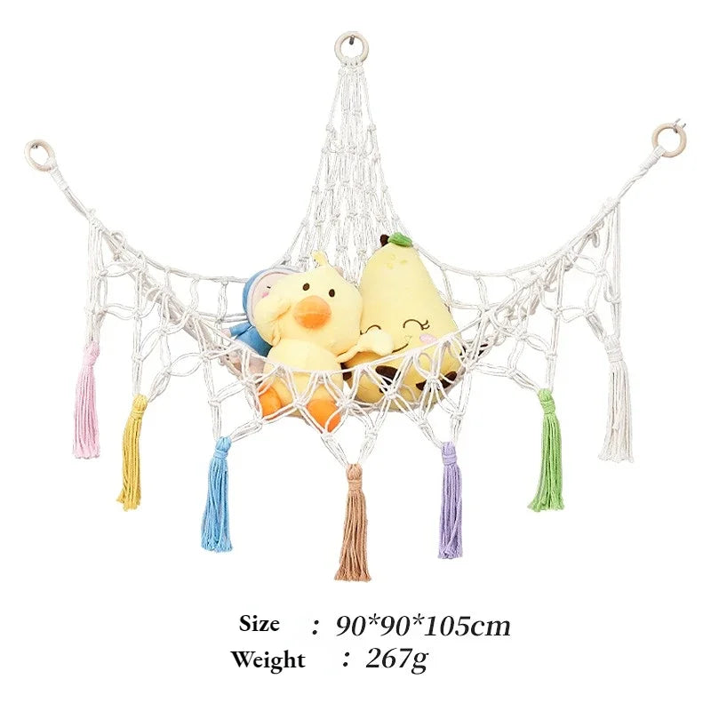 Hammock Net Toys Storage Boho Decor Children Room Toys Stuffed Animals Toys Hammock Net Organize Bohemia Soft Storage Swing