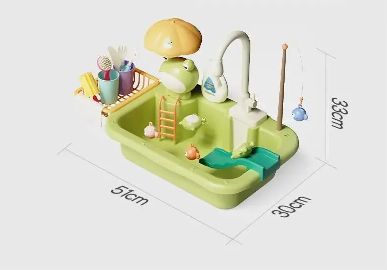 Juguetes de fregadero de cocina para niños, lavavajillas eléctrico, juguete con agua corriente, juego de simulación de comida, juguete de pesca, juego de rol, regalo para niñas