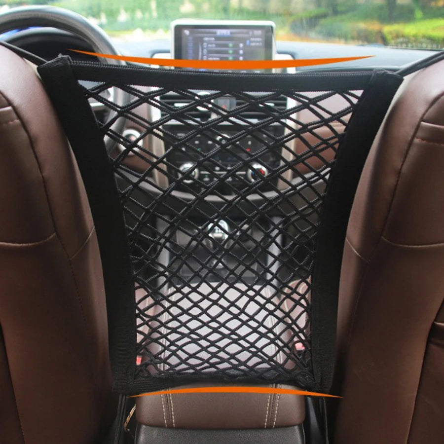 Barrera de coche para mascotas, barrera de coche para perros con bolsa de almacenamiento de malla de seguridad automática, protector de barrera para mascotas, Protector de seguridad para asiento trasero, red de malla