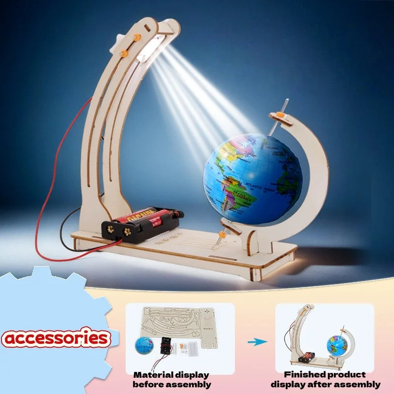 DIY STEM Earth modelo día noche ciclo globo educativo juguete de madera hecho a mano juguete ciencia Kit para niños aula aprendizaje de física
