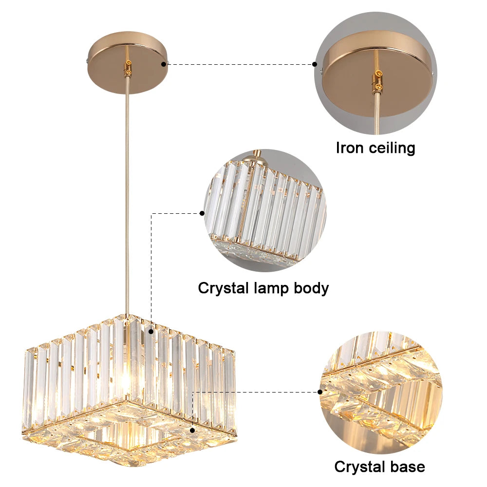 Lámpara colgante de cristal moderna, lámpara de techo Led de lujo, accesorios de decoración para el hogar, Isla de cocina, Lustre colgante ajustable