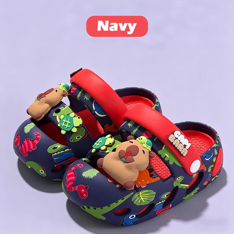 Zapatos de Jardín para Niños con Diseño de Dinosaurio y Capibara, Sandalias Suaves Antideslizantes para Niños, Chanclas Transpirables para Playa y Piscina