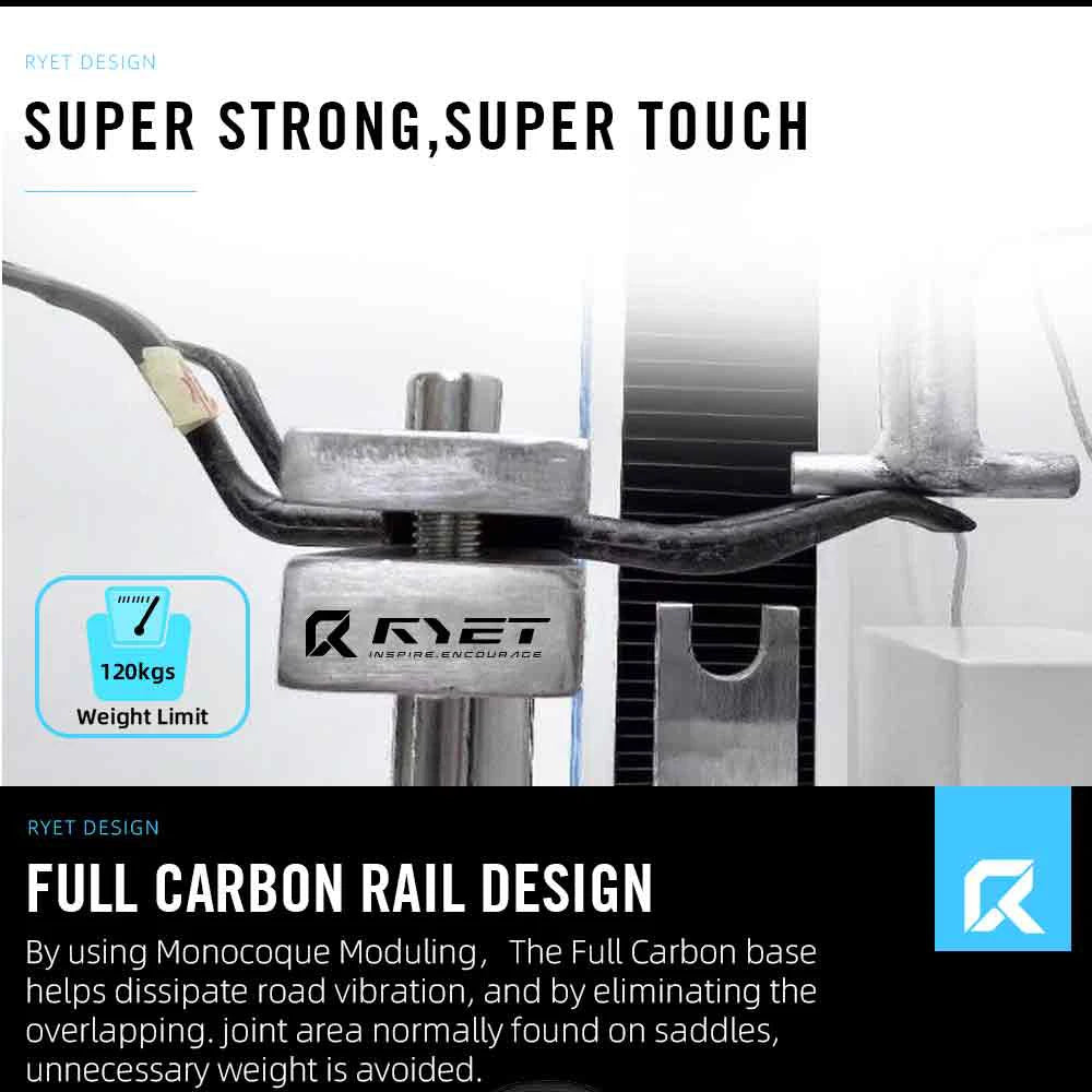 RYET-sillín de carbono para bicicleta con estampado 3D, 140mm, 142mm, superligero, para carreras de montaña, EVA, cojín para asiento de bicicleta, pieza de asiento para ciclismo
