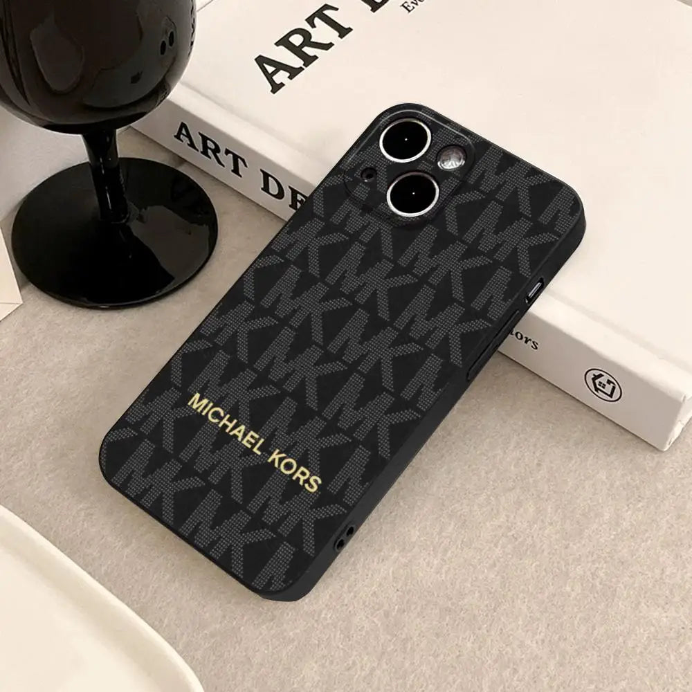 Funda HYBXAXC HD M-Michael Kors--M-K para iPhone 17 Air 16 15 14 Plus 13 12 11 Pro Max 16e, Antigolpes, Transparente, con Parte Trasera HD