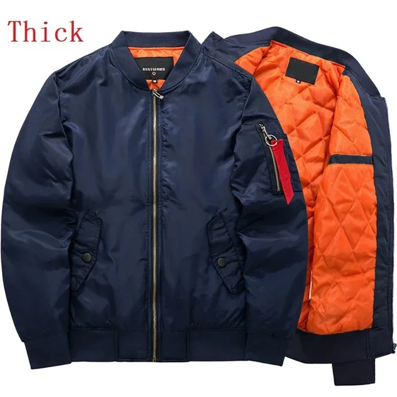 MA-1 chaqueta Bomber de vuelo para hombre, chaquetas informales gruesas y finas con cremallera, abrigo de invierno impermeable para piloto de béisbol, talla grande 8XL