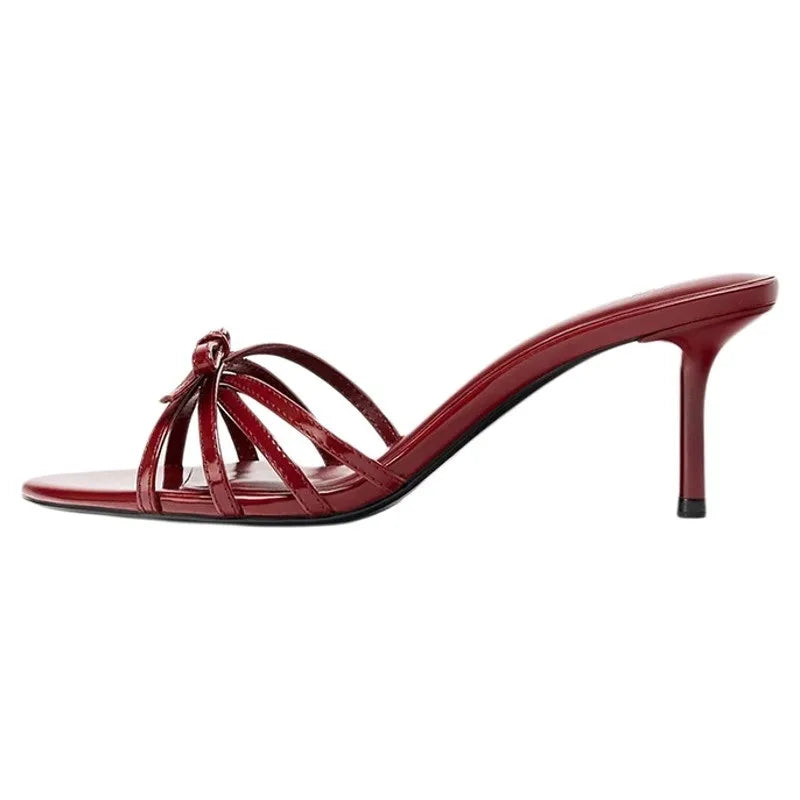 Zapatillas de tacón alto elegantes a la moda para mujer, Sandalias de tacón, zapatos de mujer, tacones de aguja de verano, sandalias de vestir nuevas 2025