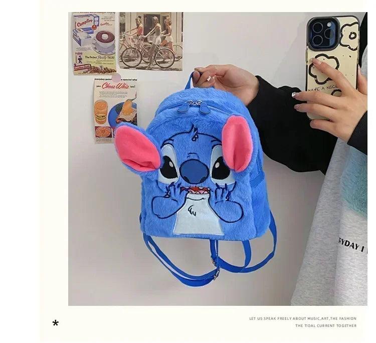 Mochila de Peluche Stitch 2026, Mochila Escolar Japonesa Azul con Diseño Divertido de Stitch, Mochila de Gran Capacidad para Estudiantes, Bolsa de Jardín de Infancia, Regalo para Niños