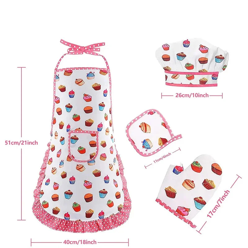 Juguetes de cocina para hornear, juego de simulación, herramientas de cocina, delantal de Chef para niñas pequeñas, disfraz rosa, juguetes educativos de vestir, regalo