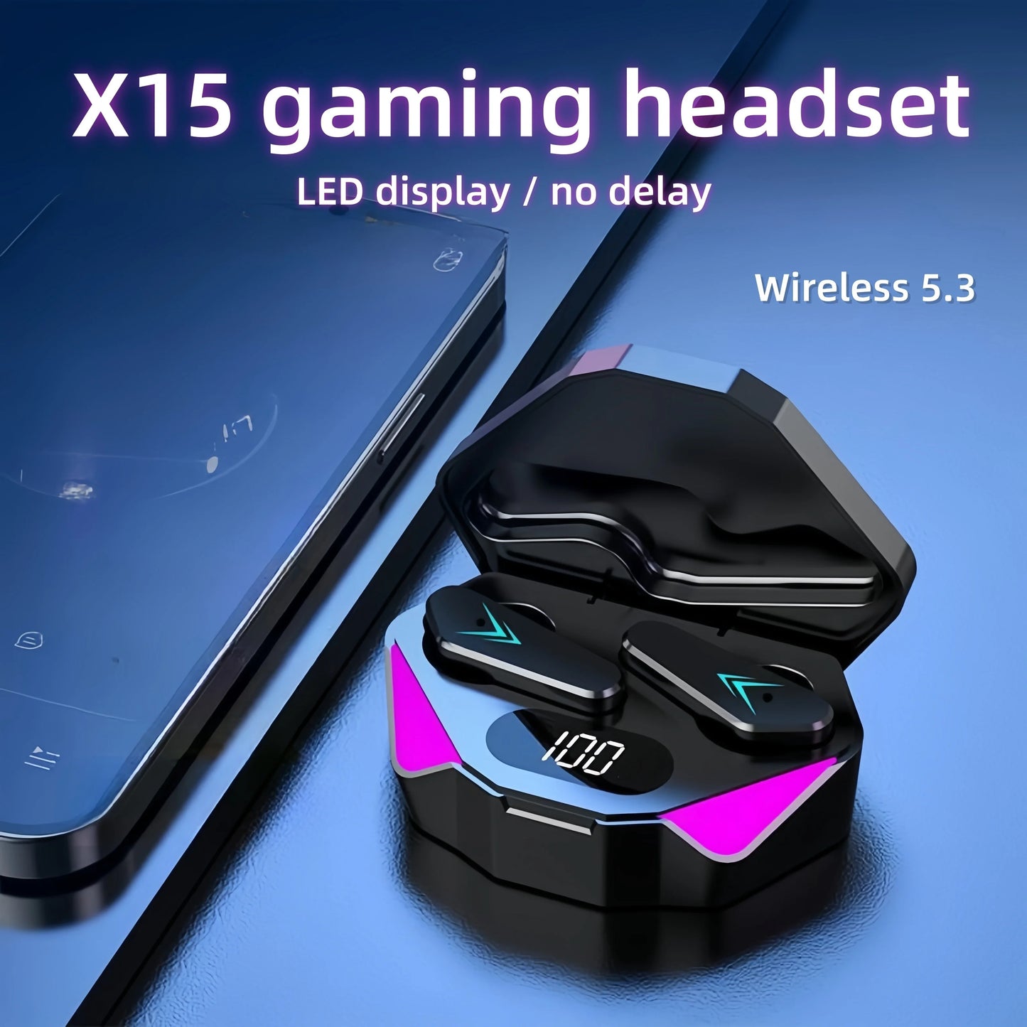 X15 TWS Auriculares inalámbricos con Bluetooth pantalla LED auriculares para jugadores con micrófono auriculares inalámbricos con cancelación de ruido auriculares Bluetooth