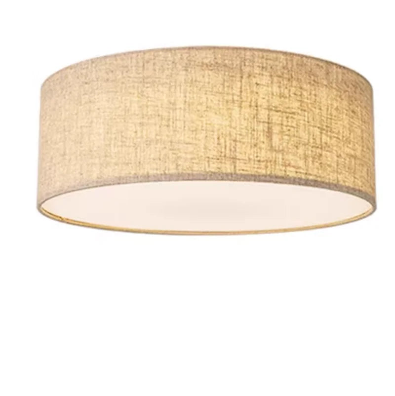 Lámpara de techo LED nórdica para sala de estar, candelabro de lino para dormitorio, cocina, pasillo moderno Simple, decoración de Loft, lámpara redonda