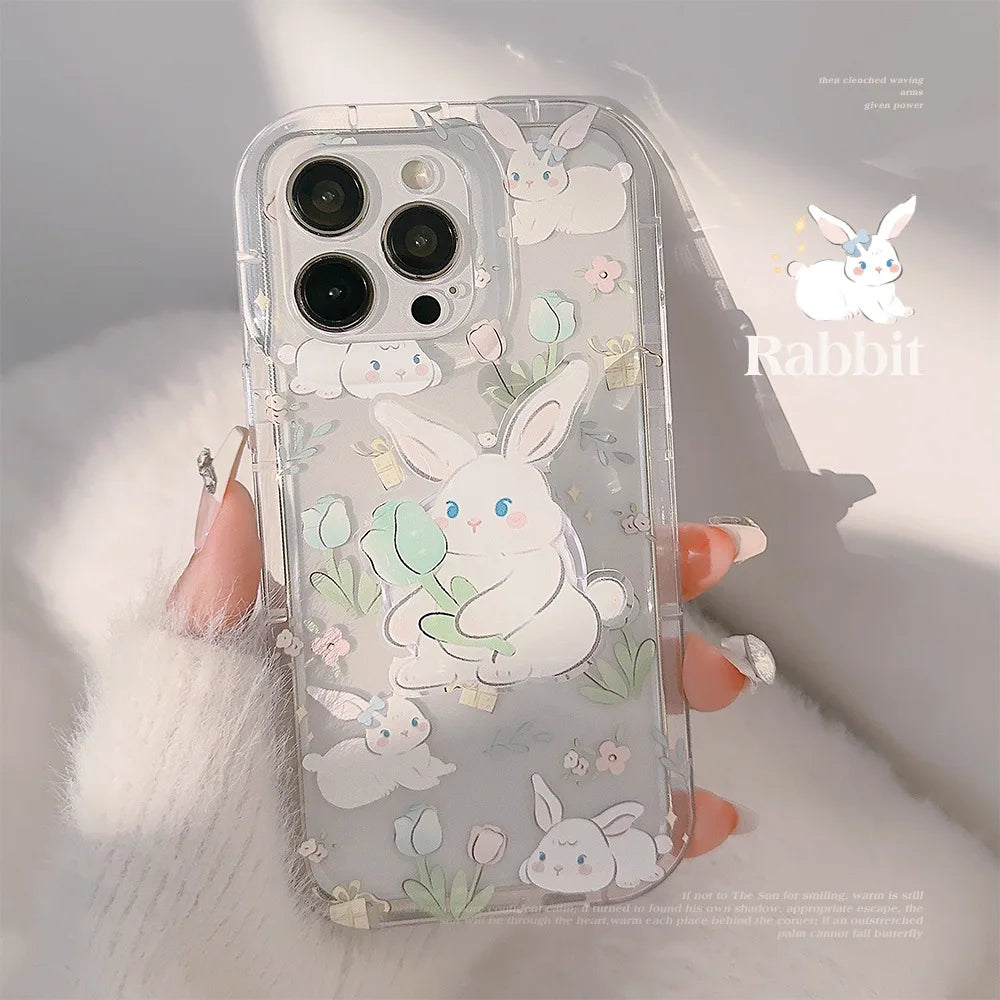 Funda de teléfono con estampado de conejito para Samsung Galaxy S25 S24 S23 S22 S21 S20 Plus Ultra FE A73 A72 A71 A52 A51 A32 Note 20 Airbag