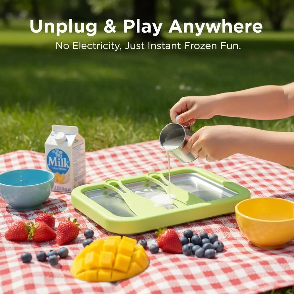 Máquina para hacer helados DIY, máquina para hacer yogur, helado casero para sorbete de crema para niños, máquina para hacer helados enrollados para el hogar con 2 espátulas