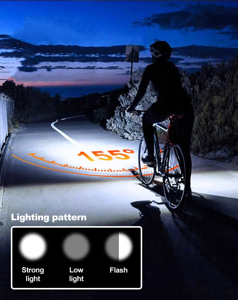 Luz Solar para bicicleta con bocina, 120dB, TYPE-C, carga rápida, lámpara frontal para bicicleta de montaña y carretera, linterna para bicicleta de 1200 mah