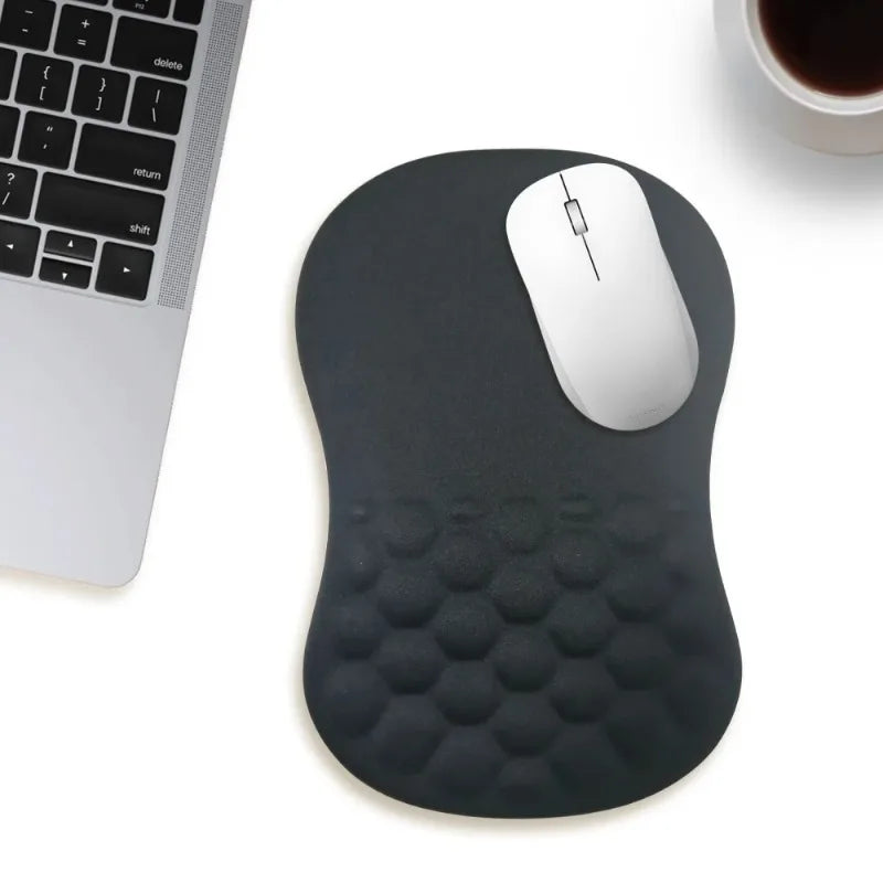 Alfombrilla de ratón ergonómica con reposamuñecas, cómoda soporte para muñeca, antideslizante, de algodón con memoria de alta elasticidad, para PC, portátil y ordenador