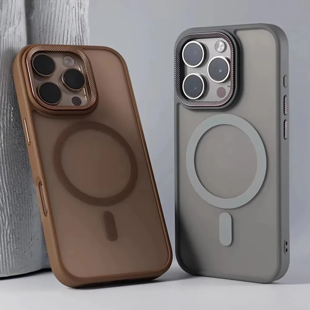 Funda protectora de cámara espiritual de lujo para iPhone 15 16 Pro Max 16 fundas Magsafe para iPhone 14 12 11 13 17 Pro Max cubierta mate