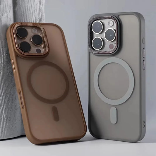 Funda protectora de cámara espiritual de lujo para iPhone 15 16 Pro Max 16 fundas Magsafe para iPhone 14 12 11 13 17 Pro Max cubierta mate