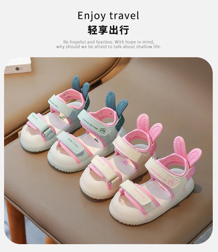 Sandalias de dibujos animados para niños y niñas, zapatos de playa suaves, informales, antideslizantes, color rosa verdoso, de 2 a 12 años