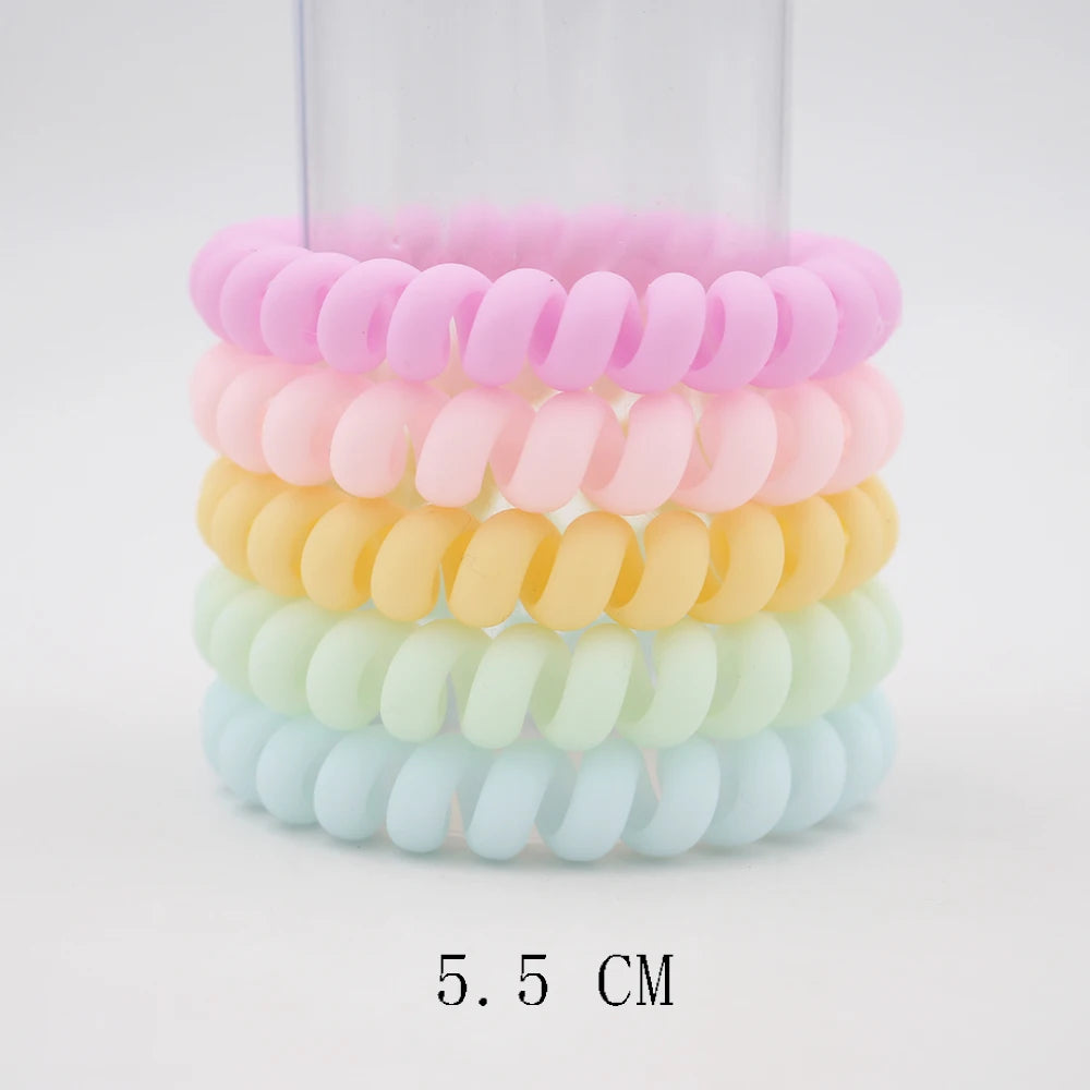 Banda elástica para el cabello, banda para el pelo con cable en espiral esmerilado, lazo para el pelo, Goma elástica para la cabeza, color liso mate, 5 unidades por juego, nueva moda
