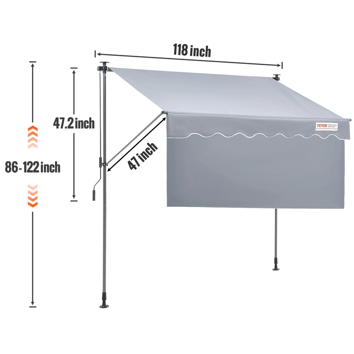 SucceBuy Toldo retráctil manual Toldo exterior Parasol retráctil Poliéster resistente al agua Puerta de patio Ventana para patio trasero