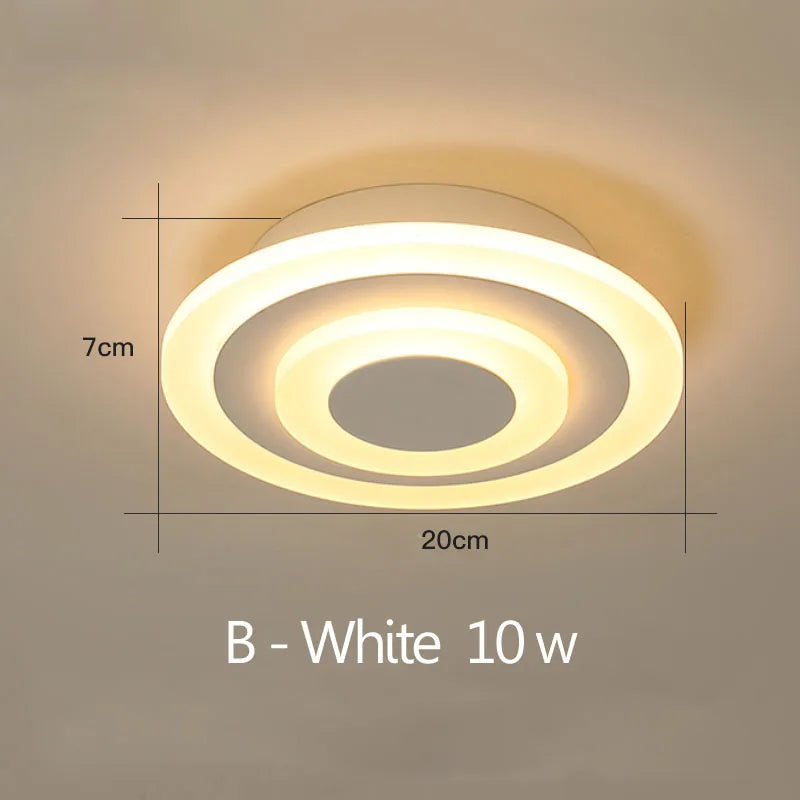 Luz de techo LED moderna para lámparas de pasillo, baño, sala de estar, balcón, iluminación cuadrada redonda, accesorios decorativos para el hogar, envío directo