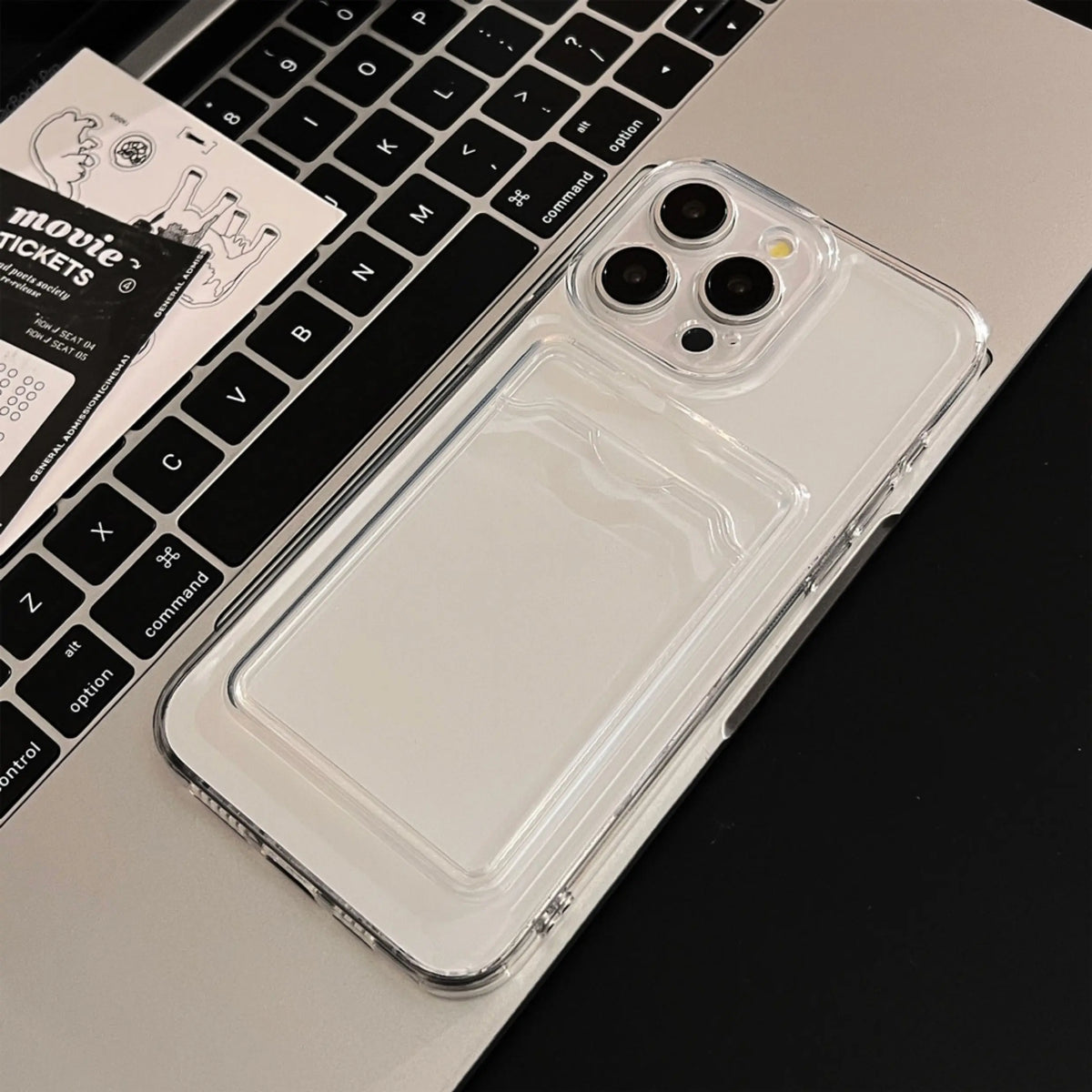 Funda Transparente de Silicona para iPhone 17 16 15 14 13 12 11 Pro Max, Protección Antigolpes, Cubierta Trasera Suave con Bolsillo para Tarjetas
