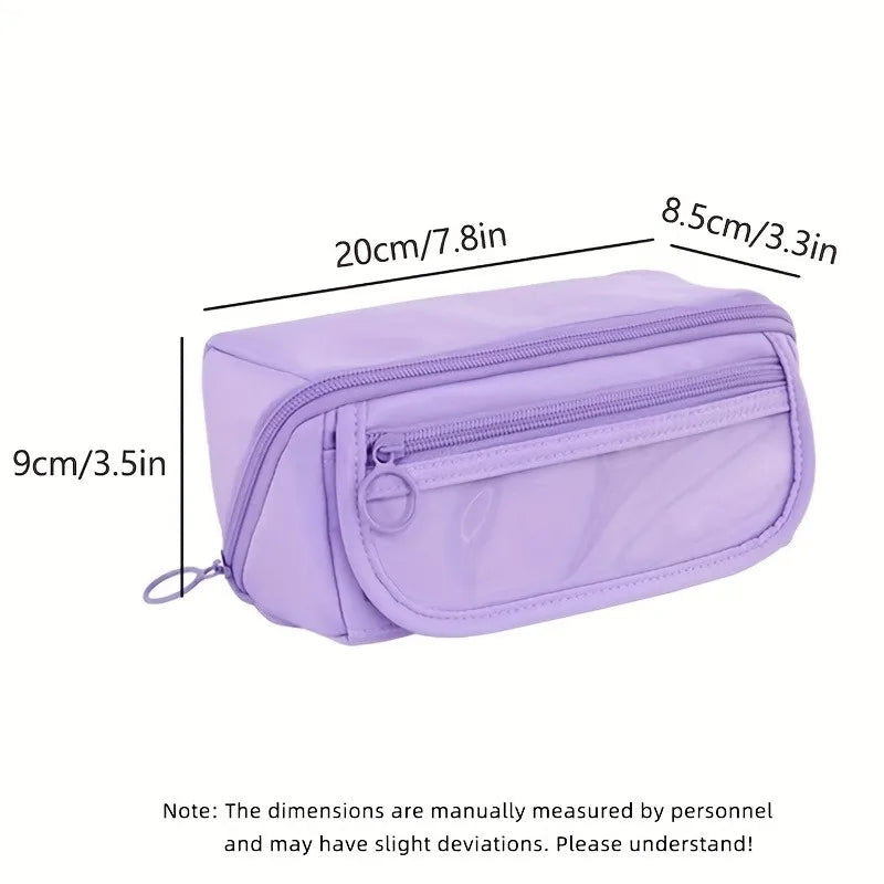 Estuche organizador para lápices de gran capacidad: almacenamiento de escritorio con múltiples compartimentos para material escolar y de oficina (rosa/púrpura/negro)