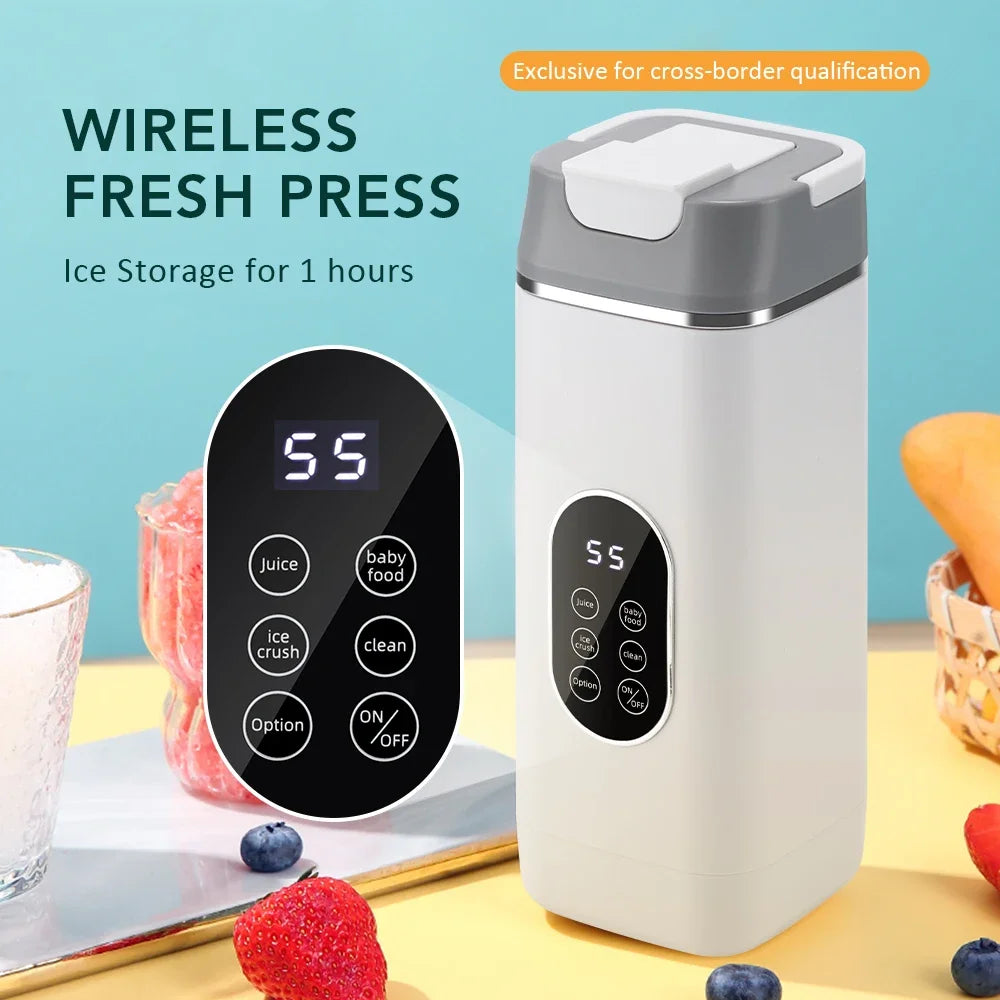 Licuadora Eléctrica Portátil de 400 ml, 2 Tazas, Mini Licuadora Multifuncional Inalámbrica para el Hogar, Recargable por USB, Vaso Mezclador Pequeño