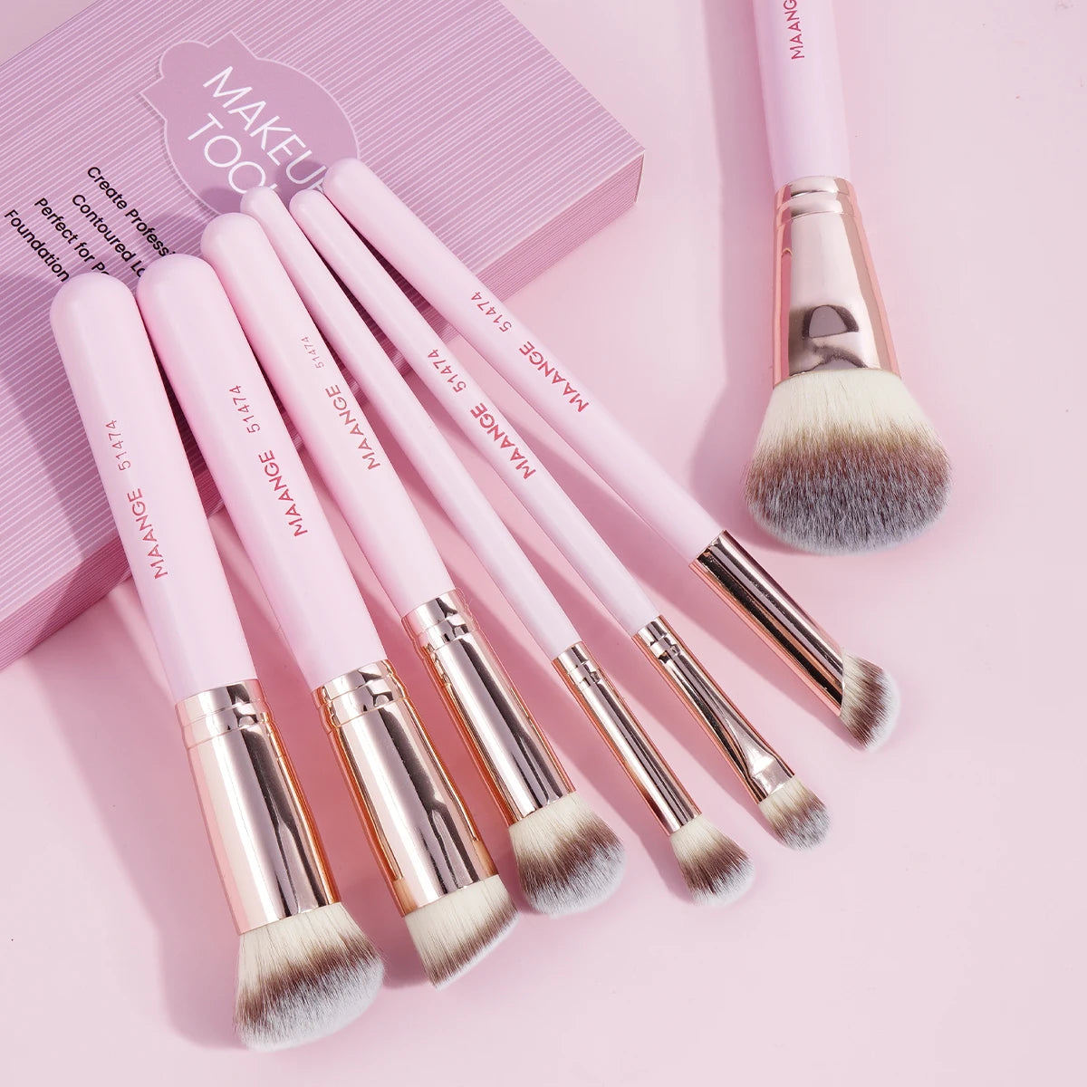 MAANGE 7 Uds juego de brochas de maquillaje base corrector sombra de ojos brocha de maquillaje para crema líquida herramienta de belleza de maquillaje cosmético denso suave