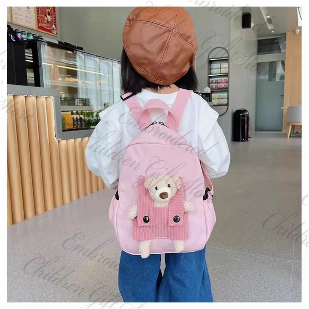Mochila con nombre personalizado para niños, mochila bordada con dibujos animados para bebé, bolsa de libros para jardín de infantes, mochilas para salir, novedad