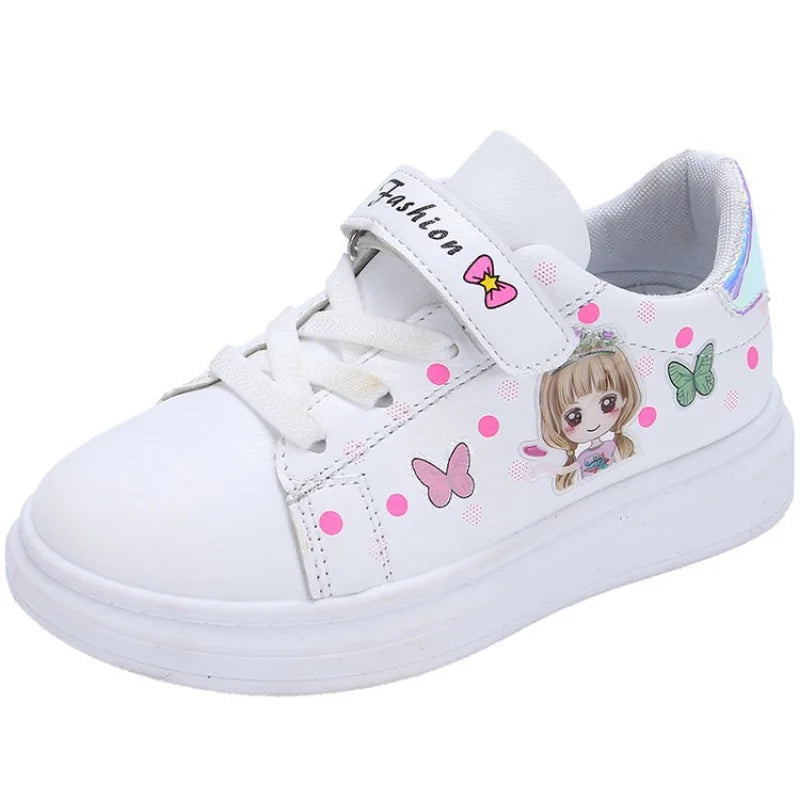Zapatillas-zapatos informales para chico, zapatillas de deporte para niño, zapatos superiores de cuero para niña, zapatos blancos pequeños para niño, primavera 2023