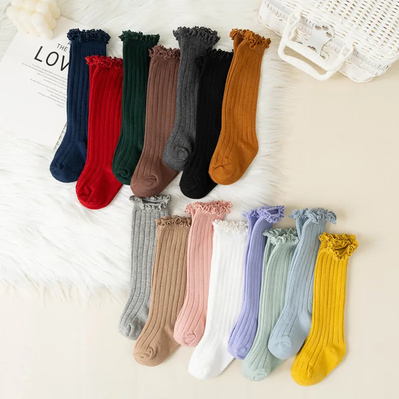 Calcetines Largos con Encaje para Niñas