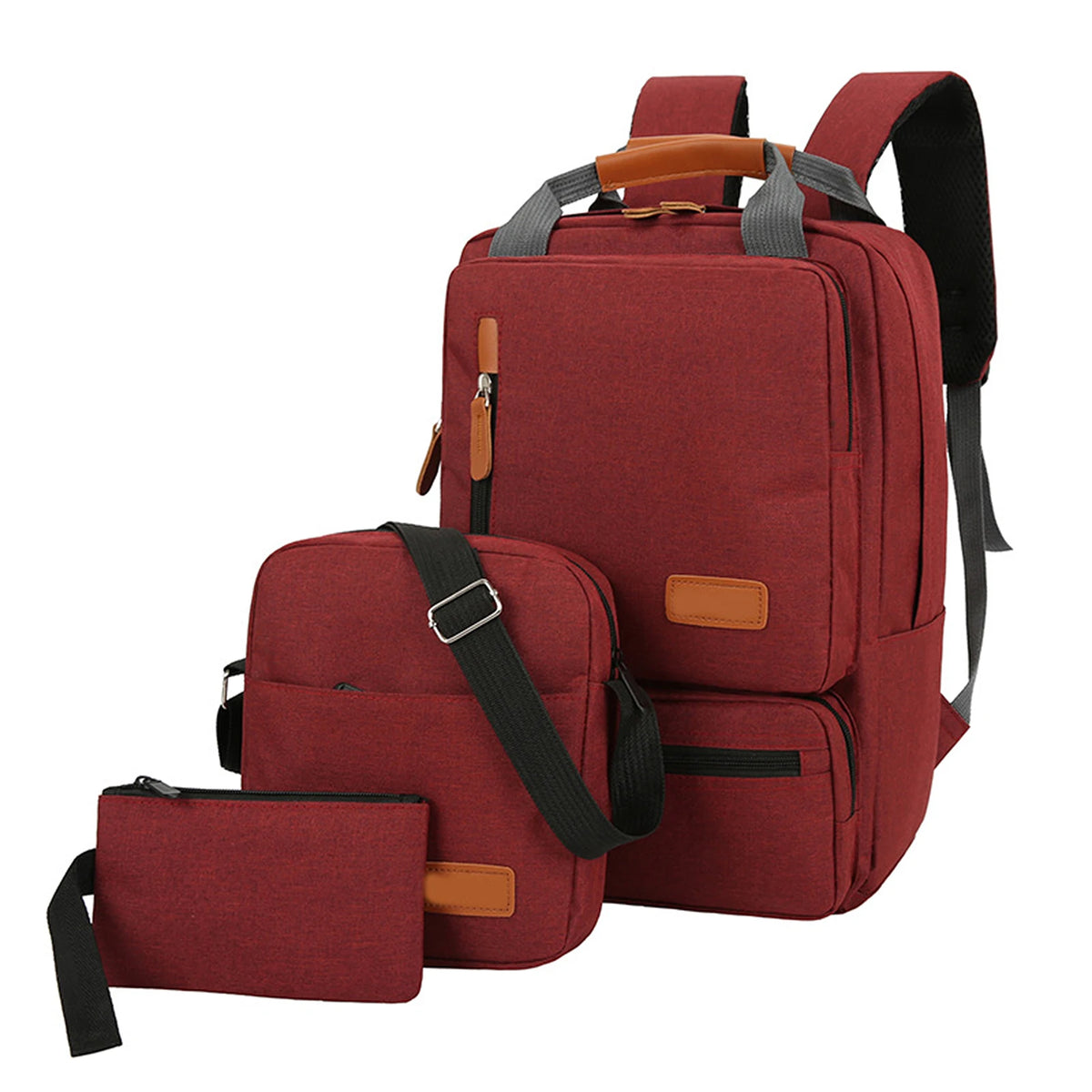 Conjunto de mochila para ordenador portátil para hombre y mujer, bolso de hombro con bolsillo pequeño para viaje, escuela, negocios, trabajo y Universidad, 3 piezas