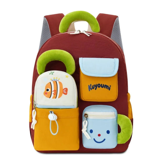 Mochila con múltiples bolsillos, bonita mochila escolar de moda con dibujos animados para niños de primaria y secundaria, ligera y de gran capacidad