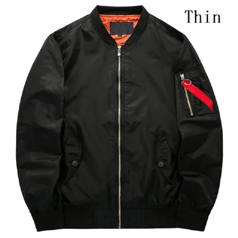 MA-1 chaqueta Bomber de vuelo para hombre, chaquetas informales gruesas y finas con cremallera, abrigo de invierno impermeable para piloto de béisbol, talla grande 8XL