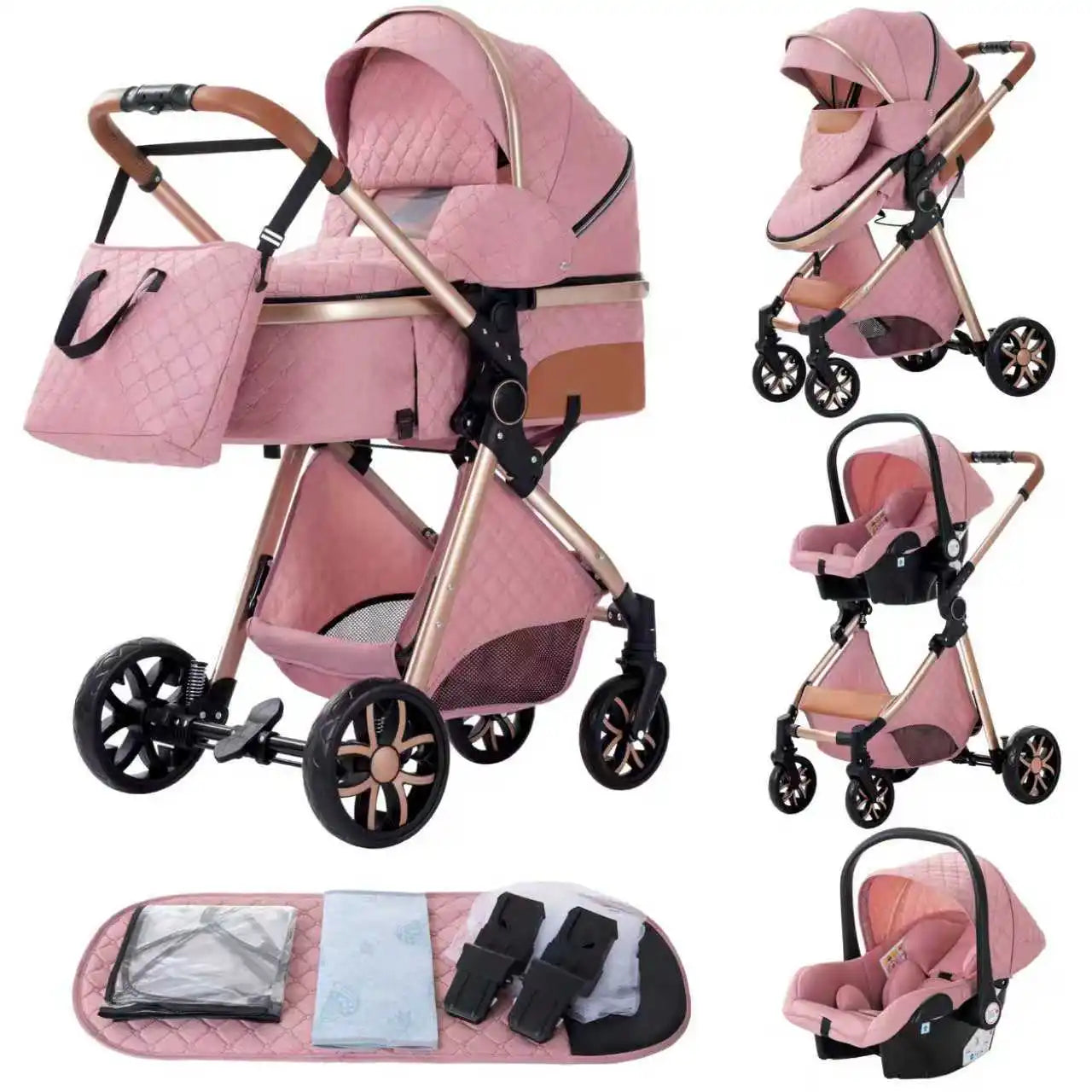 Sistema de viaje 3 en 1 para bebés, cochecito ligero para recién nacidos, plegable compacto, cochecito de invierno, cochecito para bebés, todoterreno