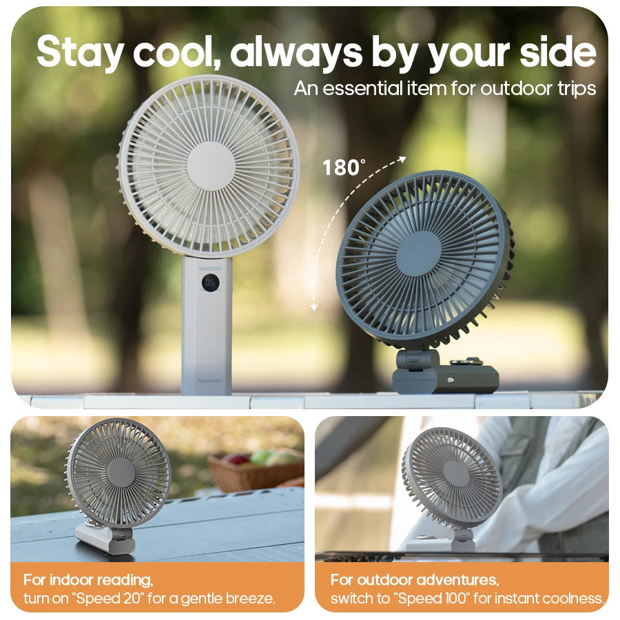Nuevo Ventilador Portátil Plegable de Mano, Ventilador Recargable de Escritorio de 3600 mAh, 100 Velocidades, Ángulo de Viento Ajustable, para el Hogar, Viajes al Aire Libre