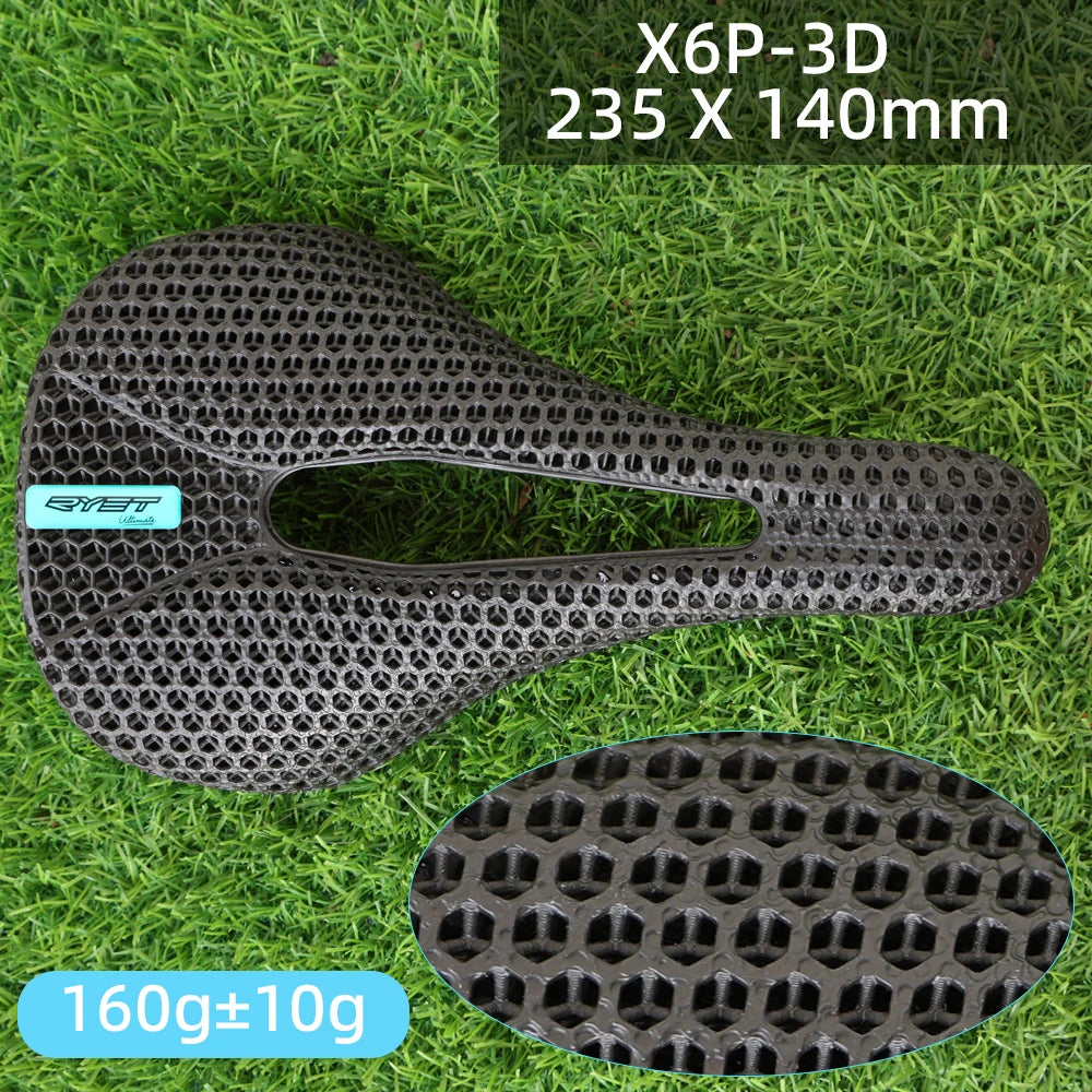 RYET-sillín de carbono para bicicleta con estampado 3D, 140mm, 142mm, superligero, para carreras de montaña, EVA, cojín para asiento de bicicleta, pieza de asiento para ciclismo